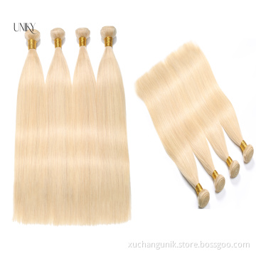 613 30inch raw human blonde hair bundles with frontal, perruque blond virgin hair vendor, remy Brazilian human hair extensions